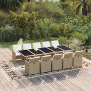 Set da Pranzo da Giardino 11 pz con Cuscini in Polyrattan Beige 3095596