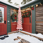 Albero Natale | Decorazioni natalizie Artificiale Sottile a Met¨¤ e Supporto Rosa 240 cm