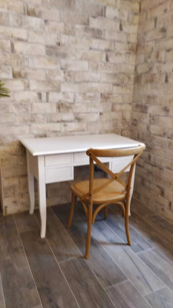 Scrivania arte povera 5 cassetti legno bianco 105x56x81 (1110) - Mobili 2G