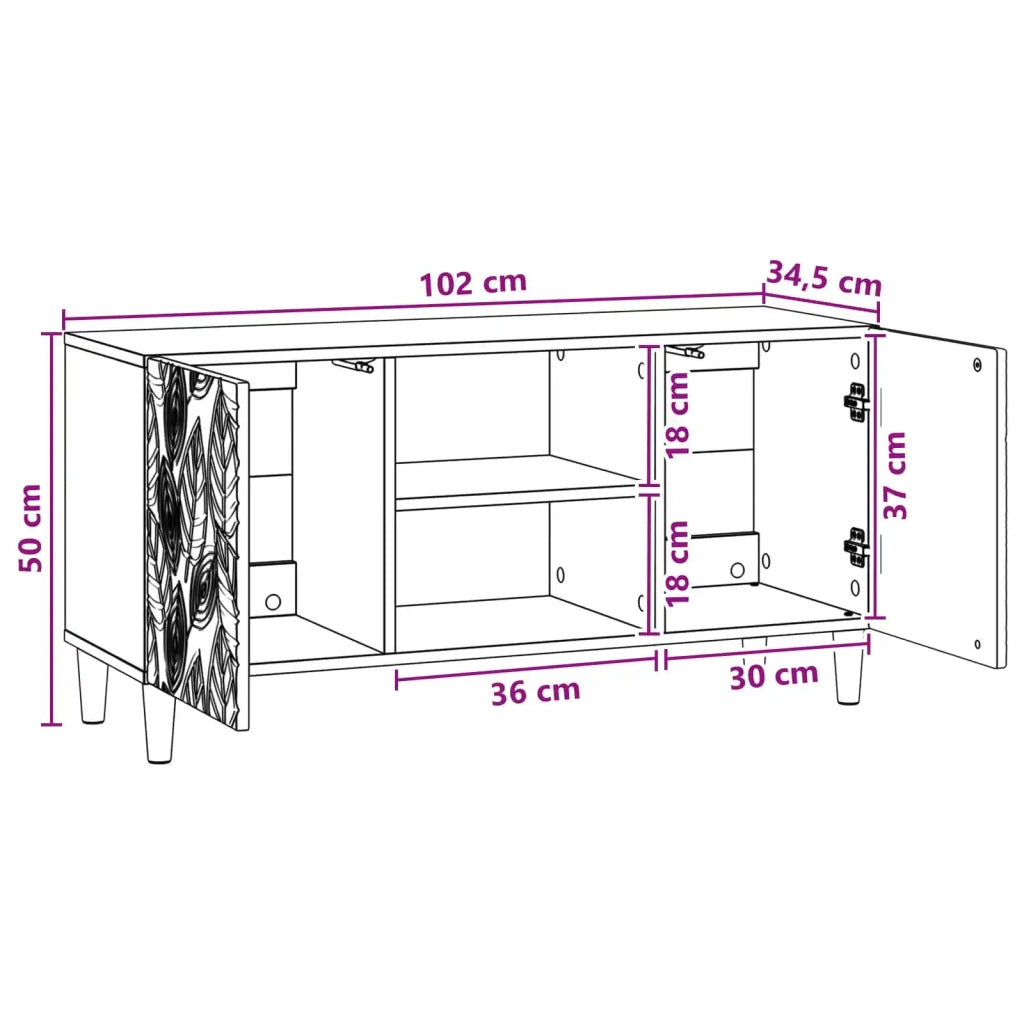 Mobile TV | Armadietto TV | Mobile Porta TV 102 x 34,5 x 50 cm Nero Legno ingegnerizzato