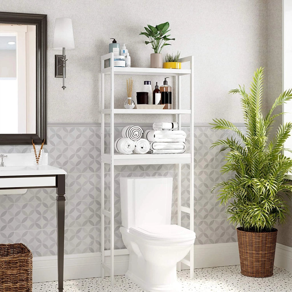Mensola da bagno VALORA - Stile scandinavo in bambù bianco BTS01WT