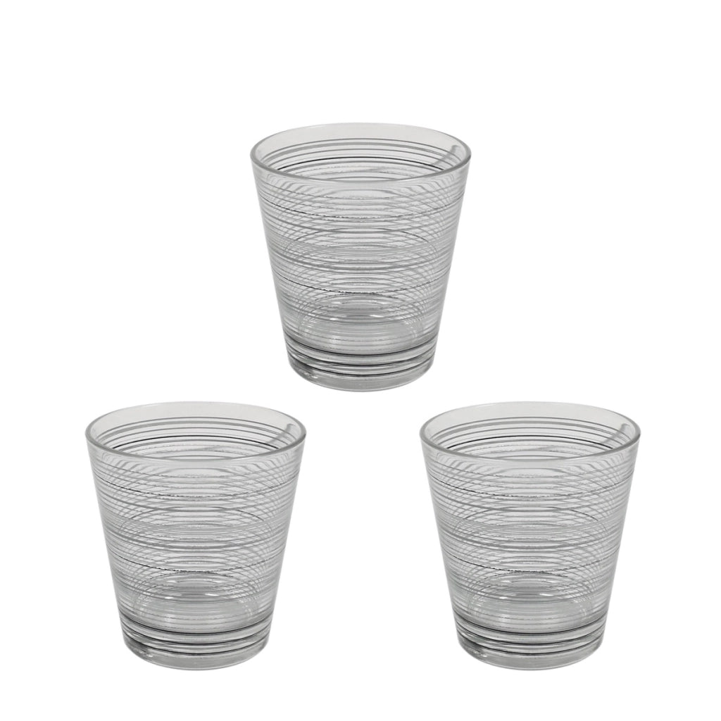 MAURY'S ROUND BICCHIERE ACQUA IN VETRO 3 PEZZI GRIGIO