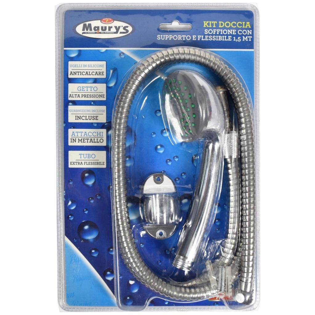 MAURY'S SOFFIONE DOCCIA CON SUPPORTO E FLESSIBILE 150 CM
