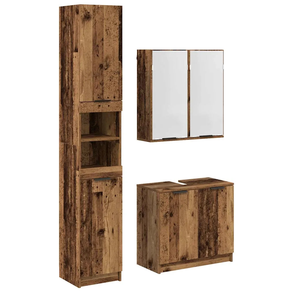 Set di Armadi da Bagno 3 pcs Legno vecchio Legno multistrato 3415656