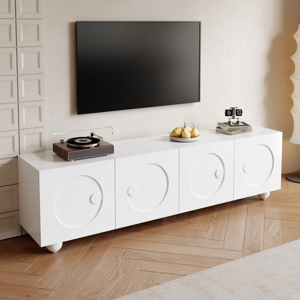 Cassettiera per TV bianca in MDF e truciolare; lunghezza 180;5 cm
