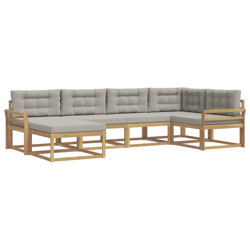 Set di divani da esterno 5 pz Bianco e Grigio Chiaro Poliestere 3386690