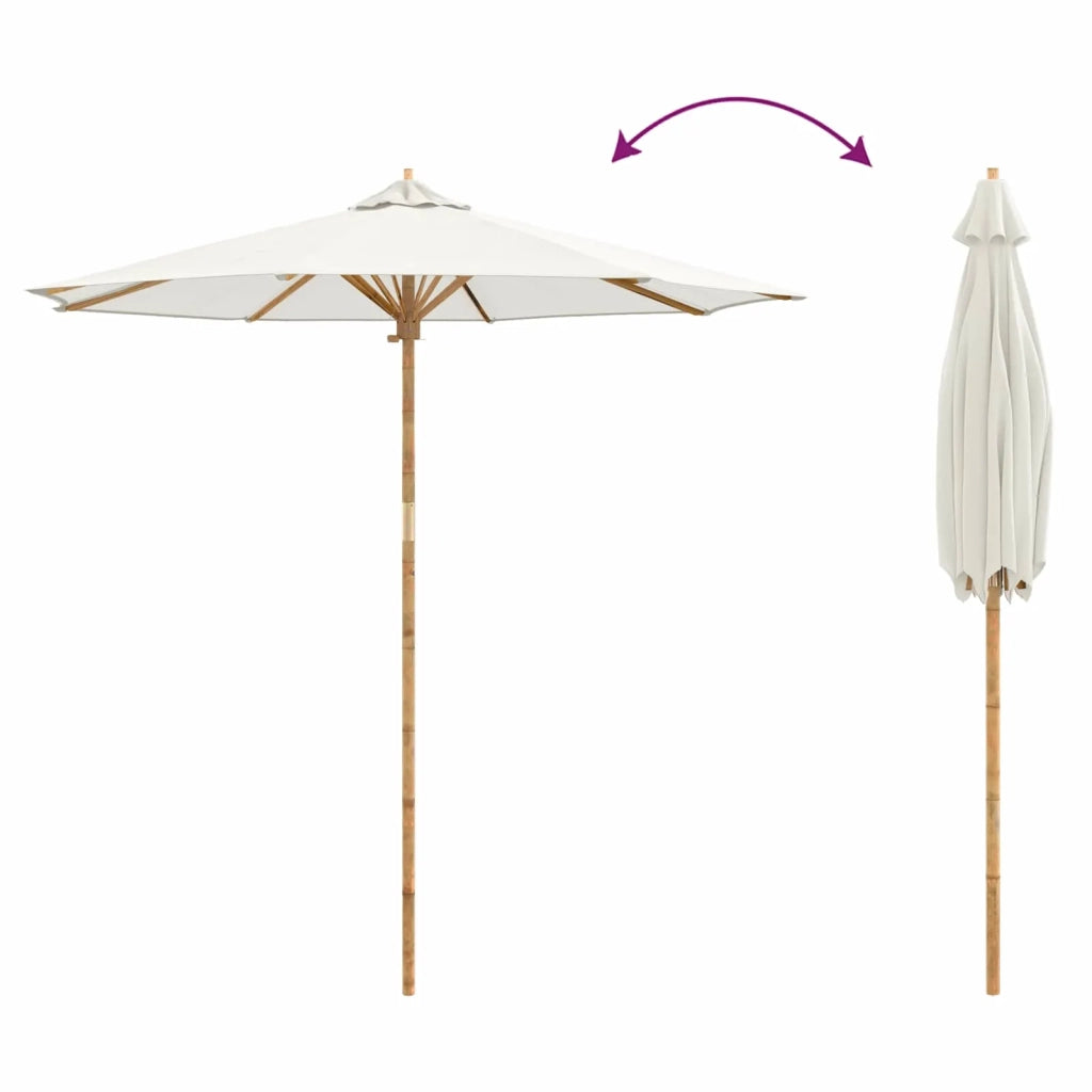Ombrello da giardino Bianco Crema Ø 240 x 260 cm Bambù 4108082