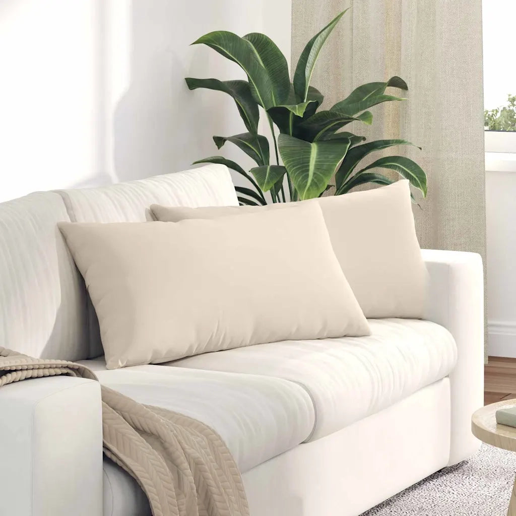 Cuscini da Divano 2 pz-Set di 2 Cuscini per Sofa Beige 80 x 40 cm Tessuto