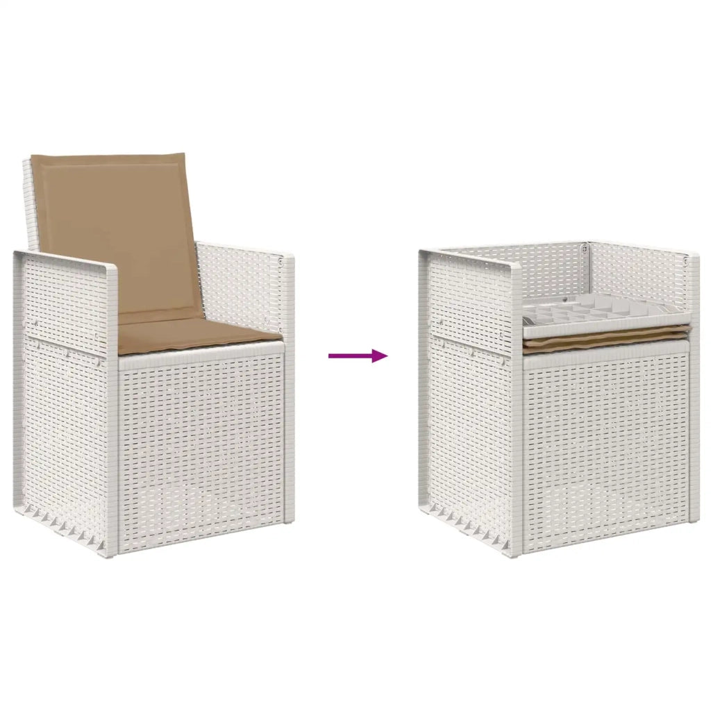 Set da Pranzo per Giardino 9 pcs Bianco e Tortora PP 3430097