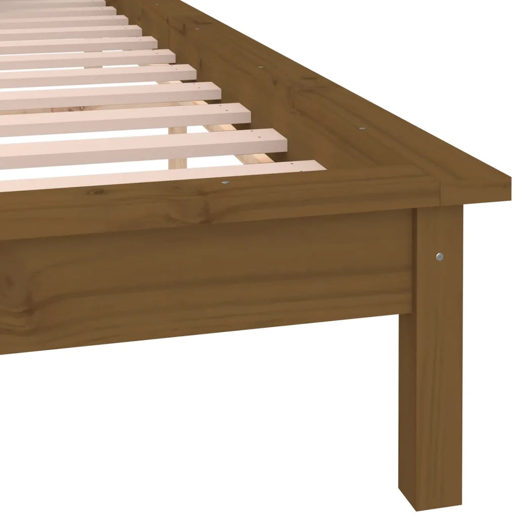 Letto matrimoniale | Letto per adulti | Giroletto con LED senza Materasso Ambra 140x190 Legno Massello