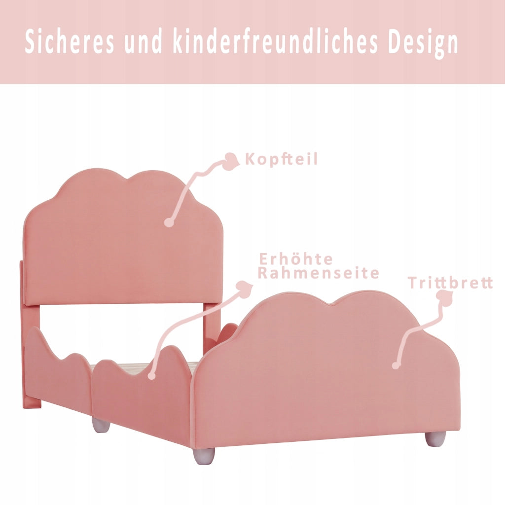 Letto per bambini imbottito - Xylo - 90x200 - Rosa