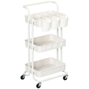 Carrello Cucina Multiuso a 3 Livelli con Cestini ¨C Minimal ¨C Bianco