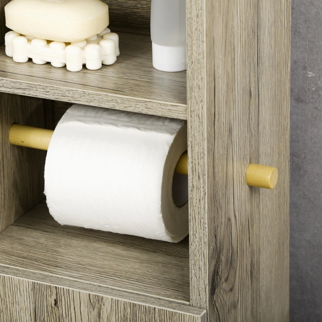 Mobile Bagno con Armadietto e 2 Ripiani ¨C Zephmum ¨C Grigio Truciolato 23x18x100cm