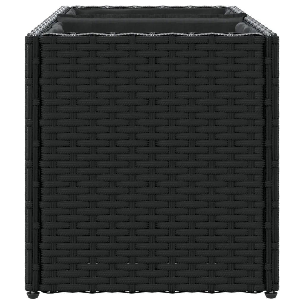 Fioriera da Giardino con 2 Vasi Nera 72x30x32 cm in Polyrattan 366422