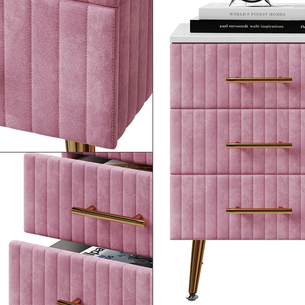 Vicco Comodino rosa 41 x 62 cm con 3 cassetti
