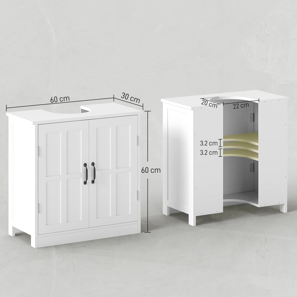 Mobile Sottolavabo con 2 Ante e Scaffale Regolabile ¨C Minimal ¨C Bianco