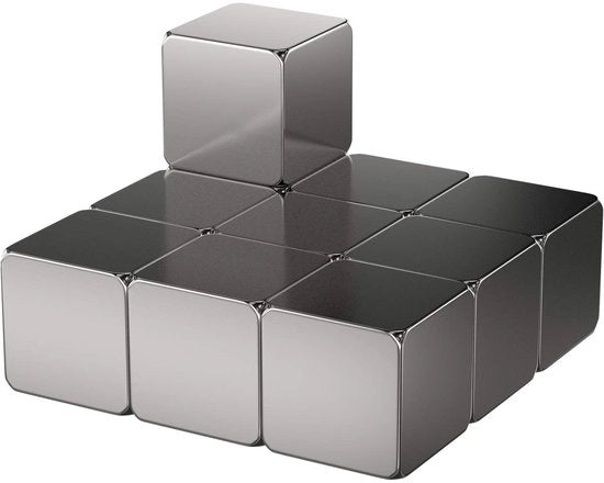Decine di pezzi di magnete neodymium potenza - argento - magneti 10x10x10mm extra resistenti cubici - attrazione massima di circa 5,7 kg, magneti per whiteboard, lavagna, bacheca, officina