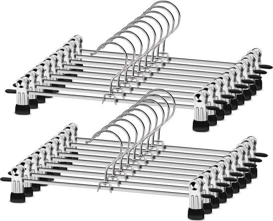 Hangers per foro regolabili con clip antiscivolo - Robusto e spazievitore - Pantaloni Gonne Cappotti Maglie Toppe di tank - 16 pezzi 30 cm