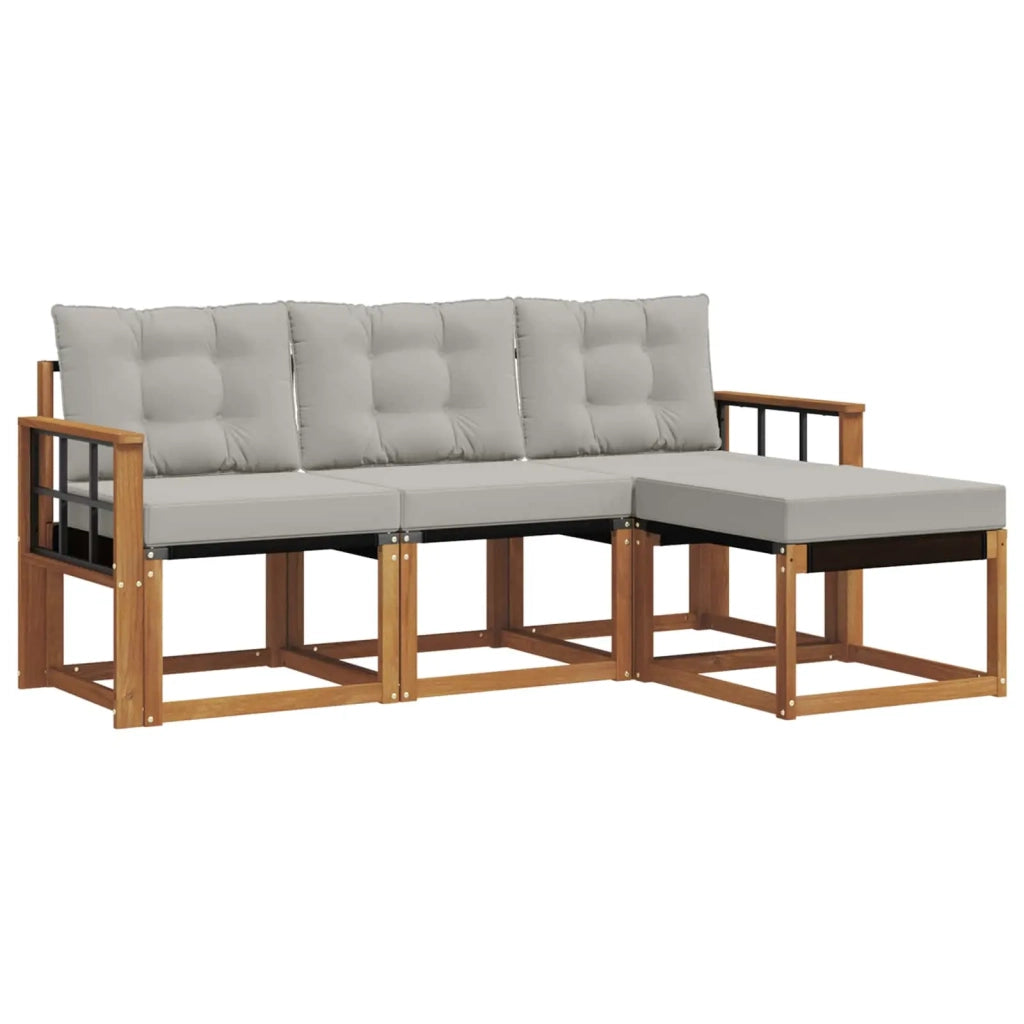 Set di divani da esterno 4 pcs Grigio Naturale e Chiaro 3368550