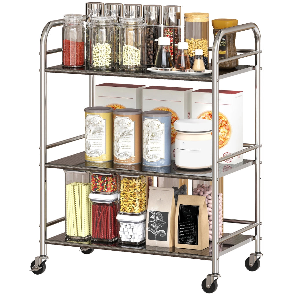 Carrello Multiuso a 4 Livelli ¨C zephmum ¨C Acciaio Inox, 60x35x77 cm
