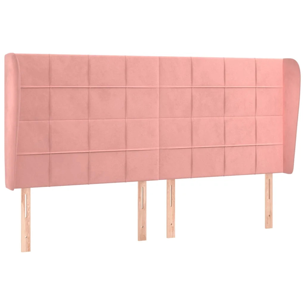 Testiera ad Orecchio-Testata con Orecchie Rosa 203x23x118/128 cm in Velluto 256956