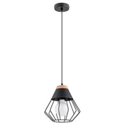 Lampada a sospensione loft nera legno E27 FAWN Alfa