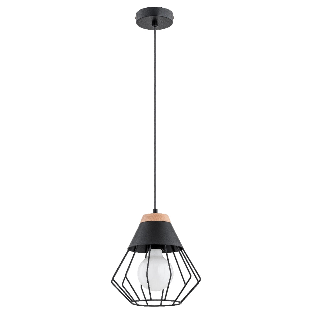 Lampada a sospensione loft nera legno E27 FAWN Alfa