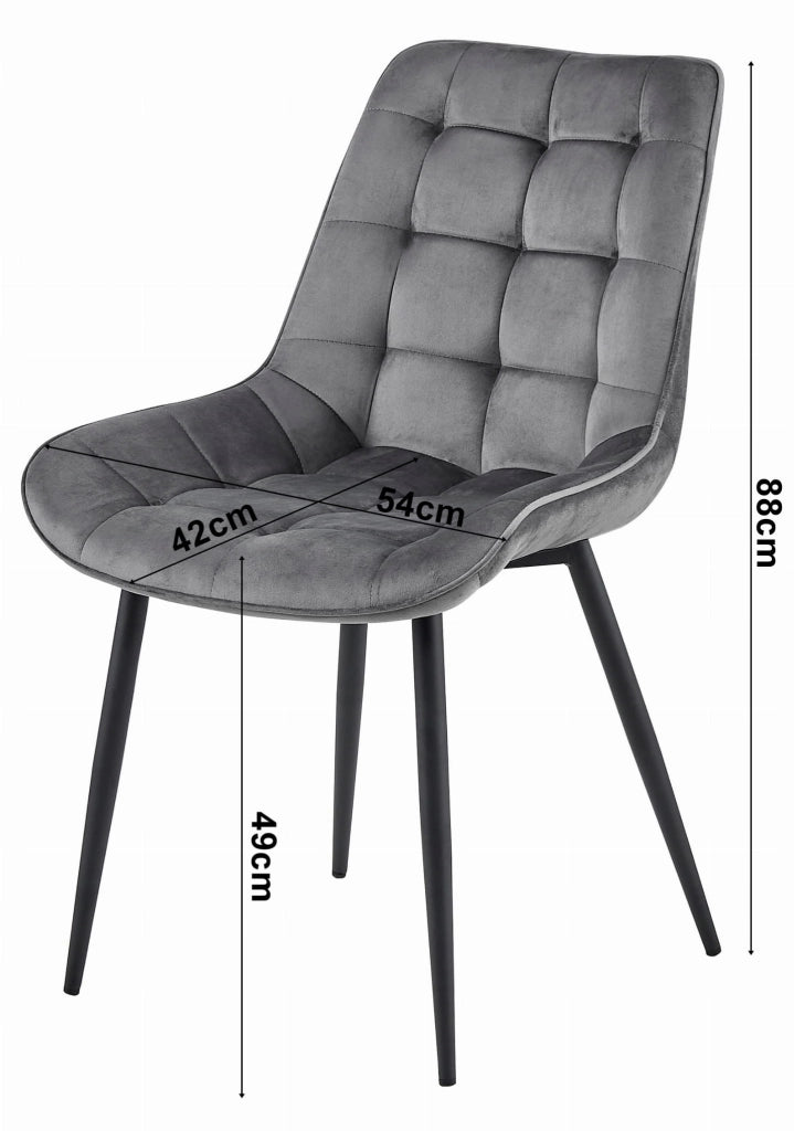 Sedia VALORA BERA - Velluto grigio scuro con gambe nere