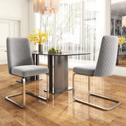 Sedia da pranzo in velluto set da 2 con schienale a rombi e gambe in metallo grigio argento