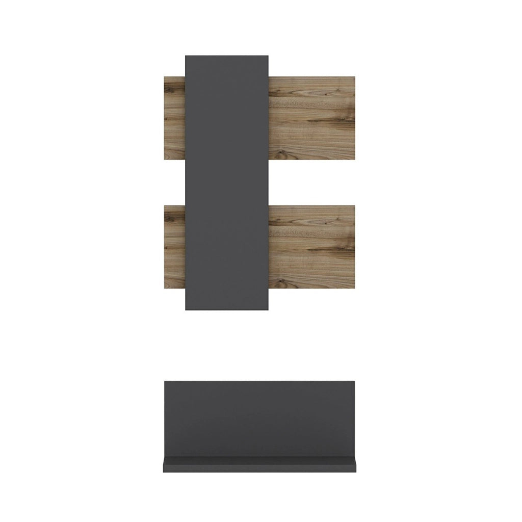 Set di Mensola Espositiva 'Egtved' Mensola da Muro con Pannello Decorativo - Antracite/Rovere [en.casa]