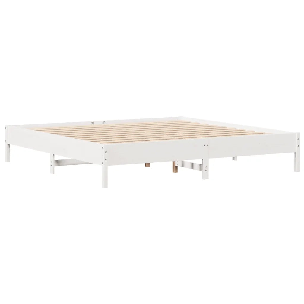 Letto senza Materasso-Struttura Letto Bianco 180x200 cm Legno Massello di Pino 467812