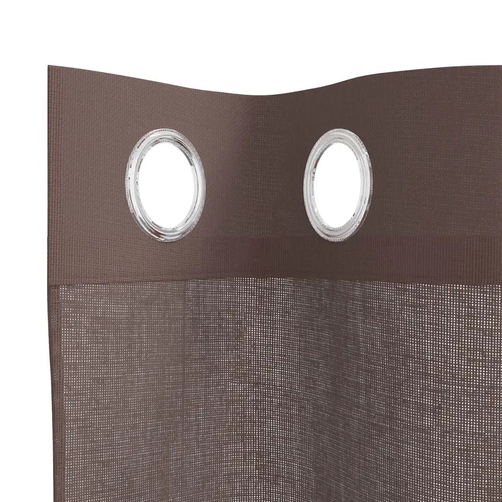 Tende in Voile con Occhielli 2 pz Marrone 140x300 cm