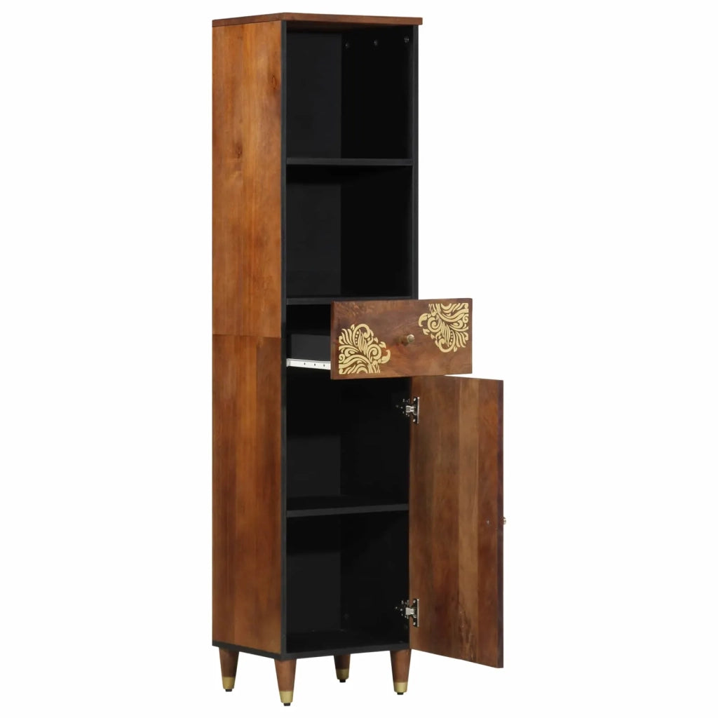 Mobile da Bagno con cassetto marrone ambrato 38 x 33 x 160 cm 4018758