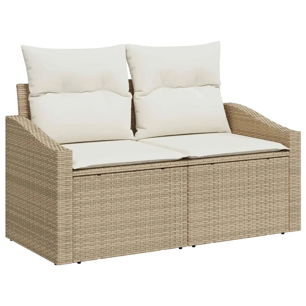 Set Divano da Giardino Beige e Crema polyrattan