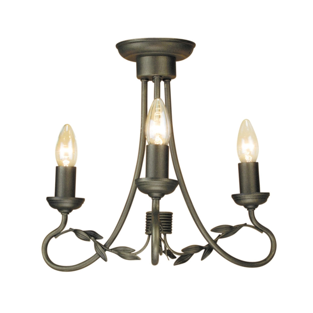 Plafoniera Olivia Elstead nera oro patina 3xE14 36cm
