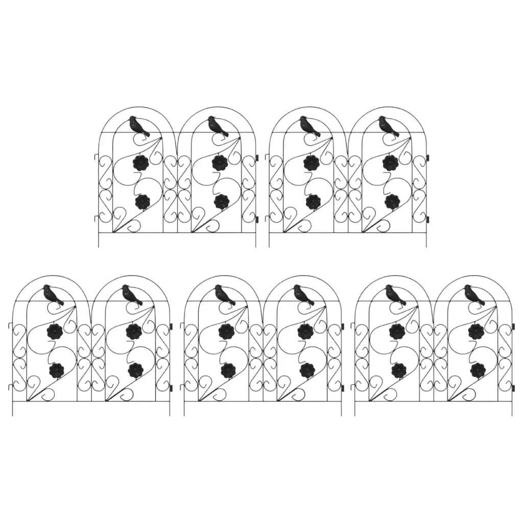 Recinzione per Giardino 5 pcs Nero Acciaio 42021370