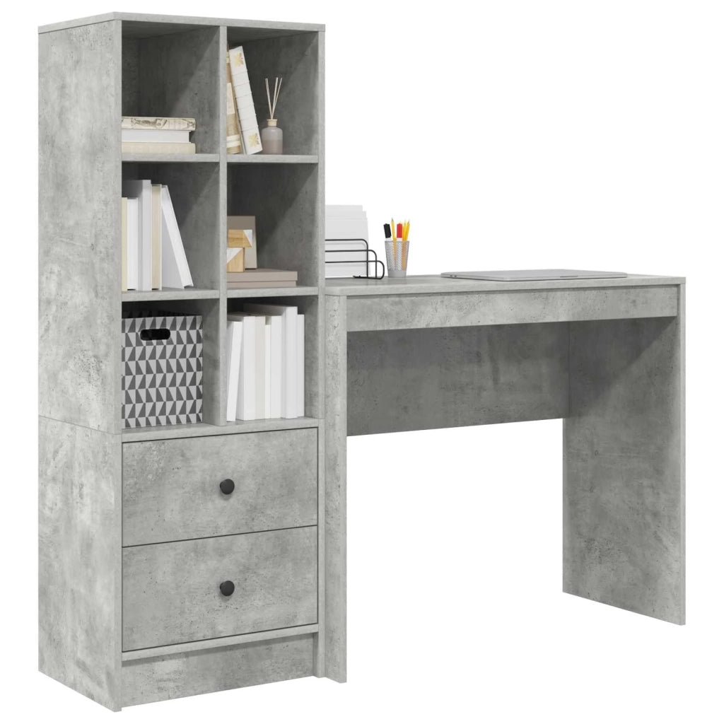 Scrivania con cassetto con lo scaffale 2 pcs Grigio cemento 3337324