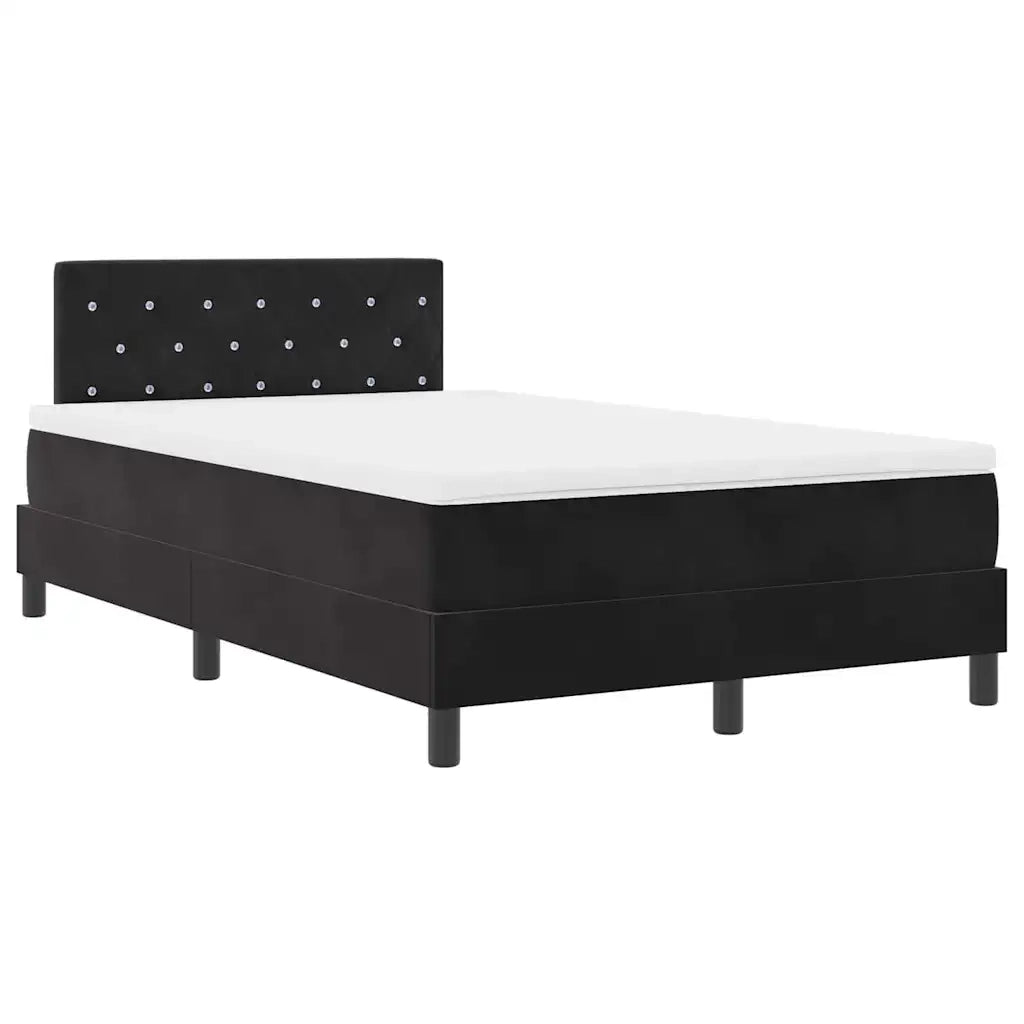 Letto a Sorgente LED con materasso Nero 120 x 190 cm Velluto 3342574