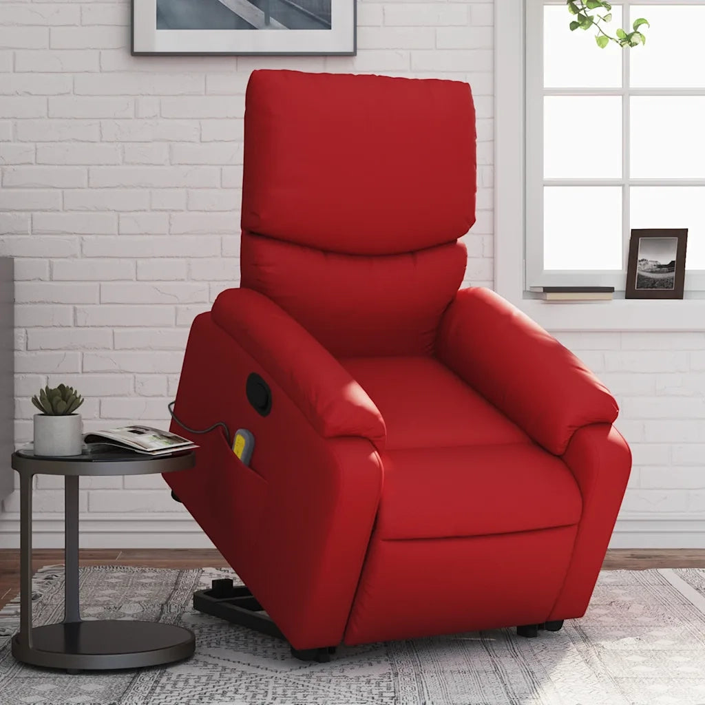 Poltrona | Sedia Relax Alzapersona Reclinabile Massaggio Rosso in Similpelle