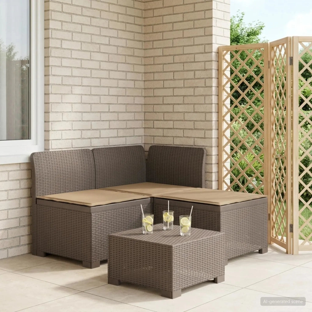 Divano da esterno-Divano da Giardino 3 posti con cuscini in look rattan PP 542803