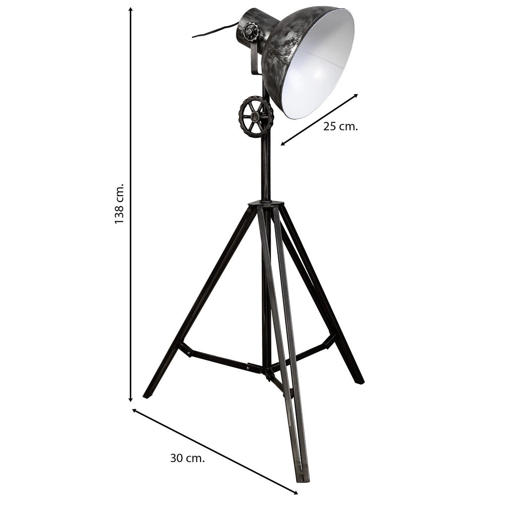 Lampada da terra in metallo nero 30x25x138h