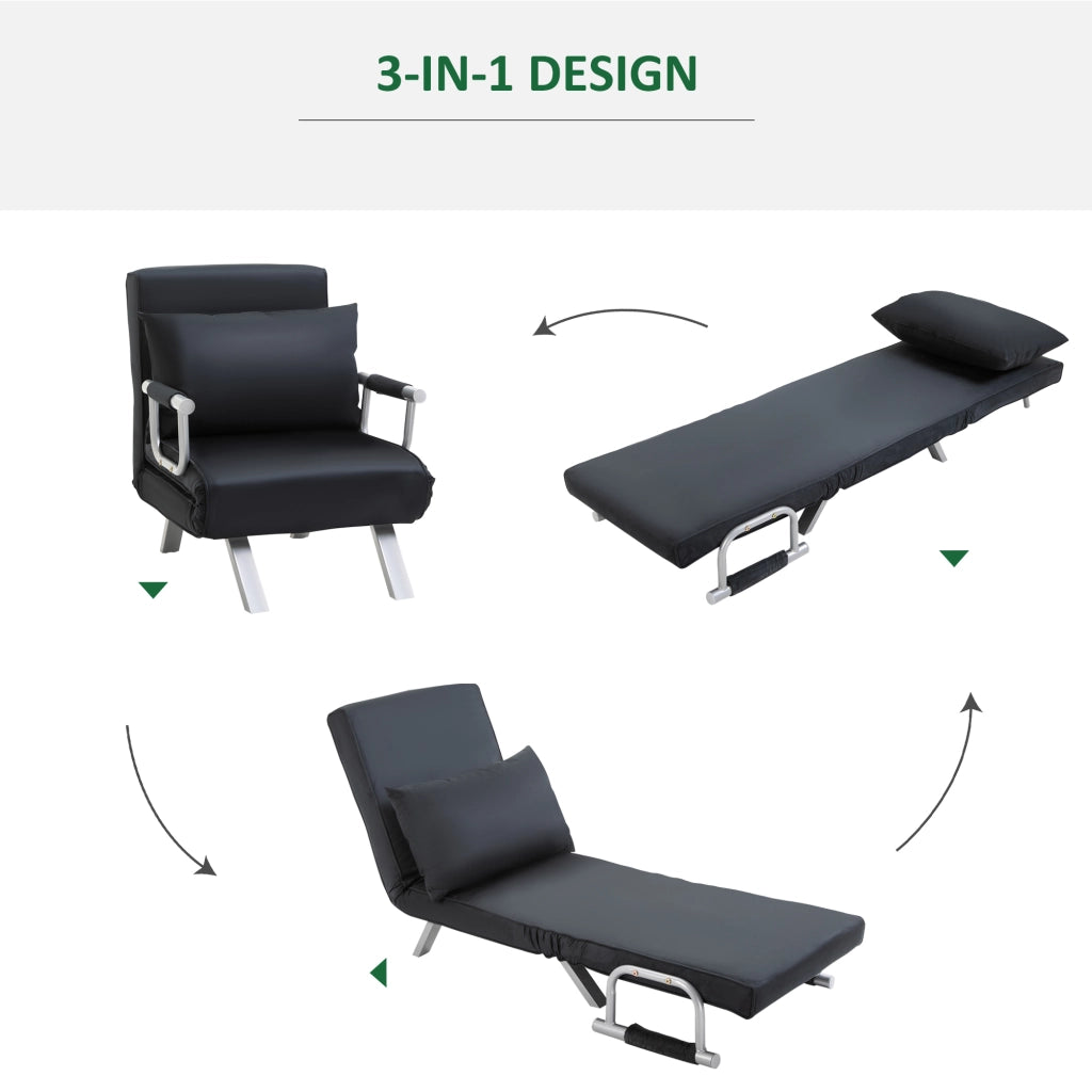 Divano letto 3 in 1 con cuscino ¨C Xylo ¨C Nero