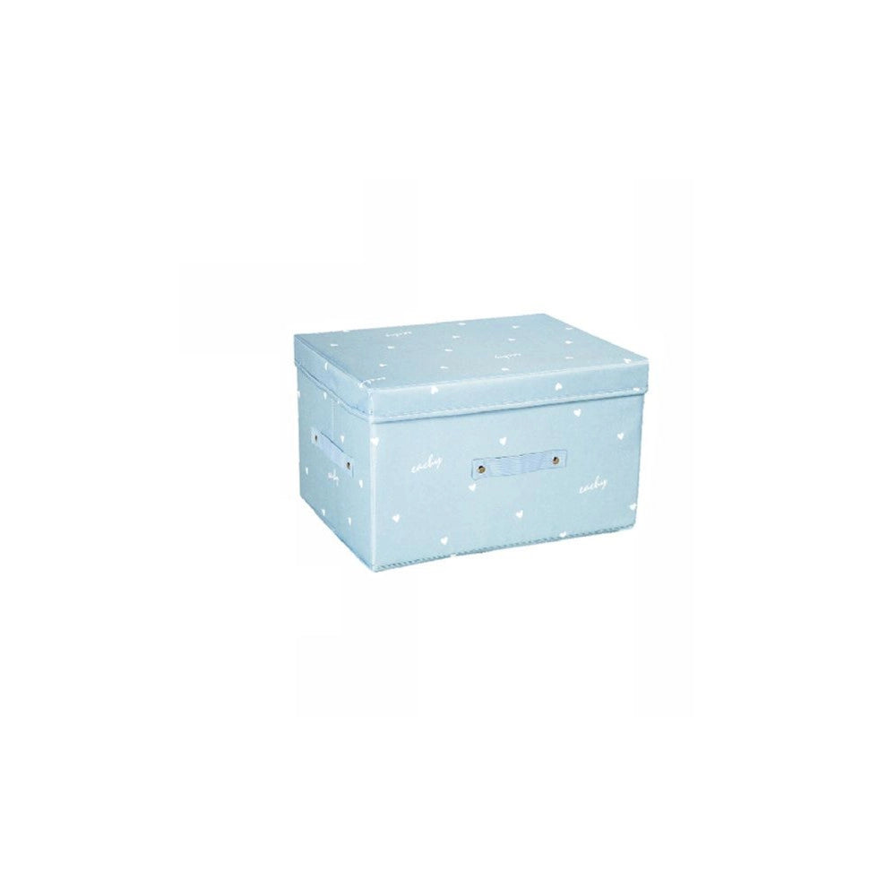 Trade Shop - Box Scatola Salvaspazio Armadio Contenitore Porta Oggetti Organizer 40x30x25 Cm - Celeste