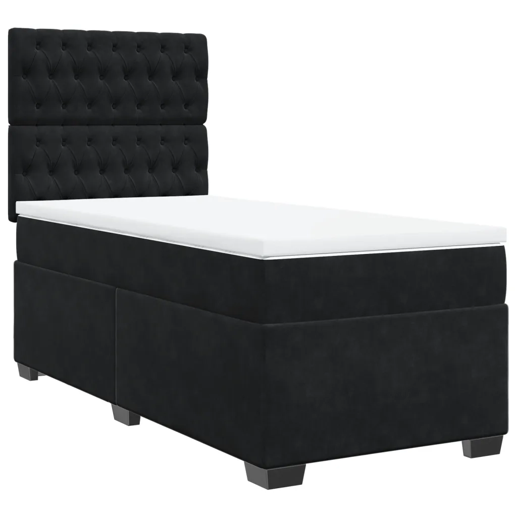 Giroletto a Molle con Materasso Nero 90x200 cm in Velluto