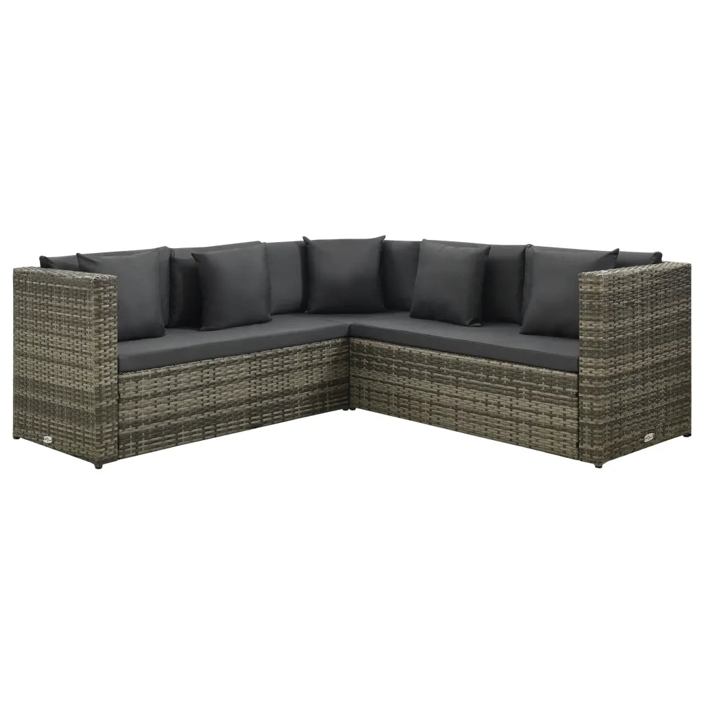 Set Divani da Giardino 4 pz con Cuscini in Polyrattan Grigio 313131