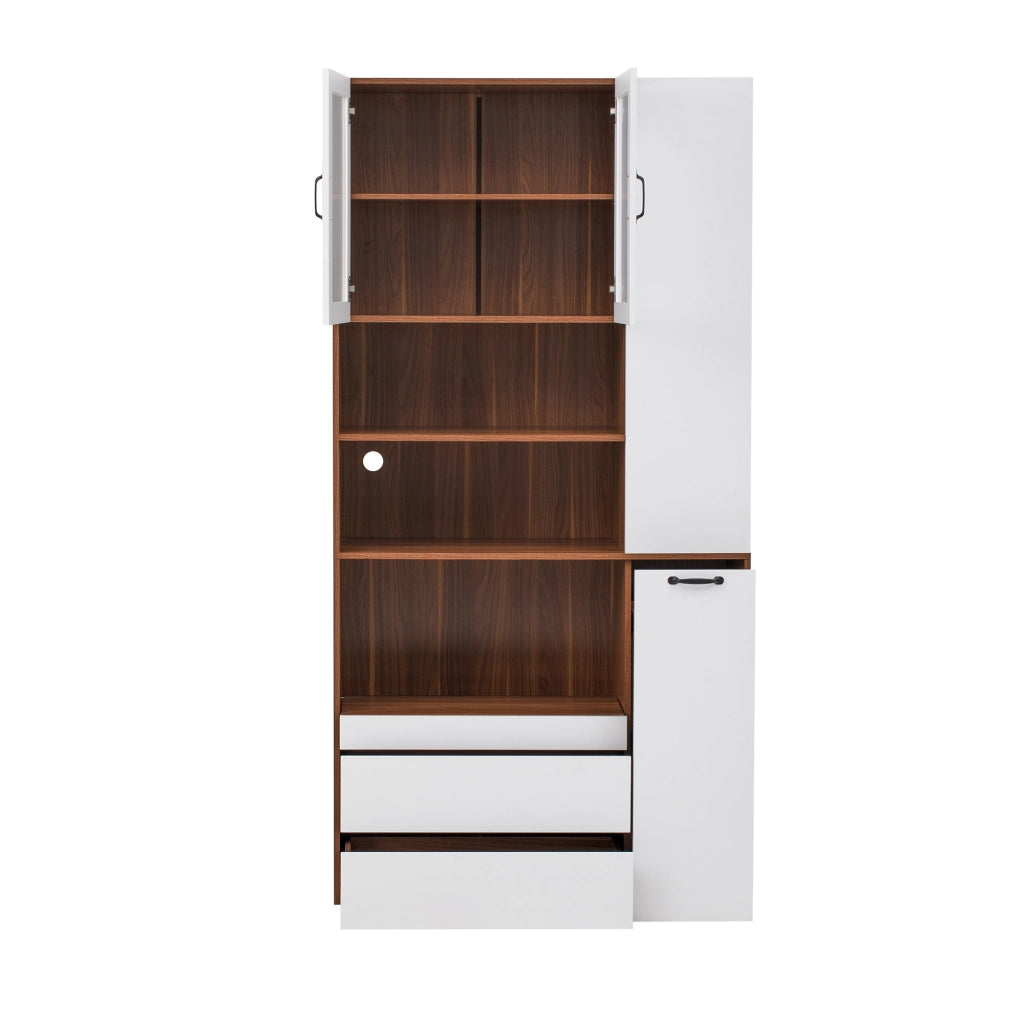 Credenza con Ripiani Regolabili e Cassetti ¨C Xylo ¨C Bianco e Noce