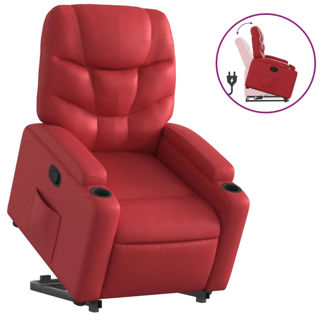Poltrona Alzapersona Reclinabile Rosso in Similpelle 3204663