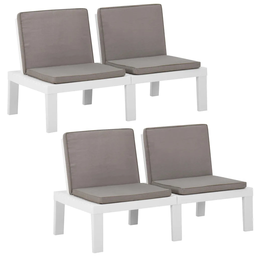 Panchine da Giardino | Panca da Giardino con Cuscini 2 pz in Plastica Bianche