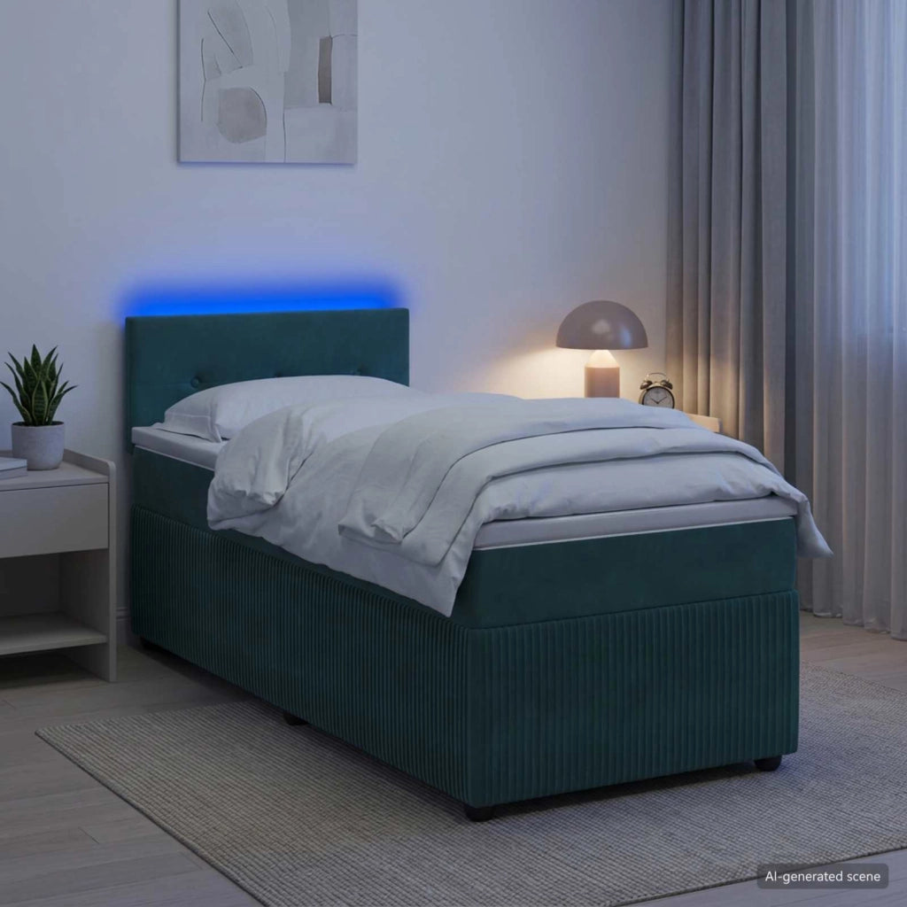 Letto box spring con materasso Verde Scuro 90 x 190 cm Velluto 3453050