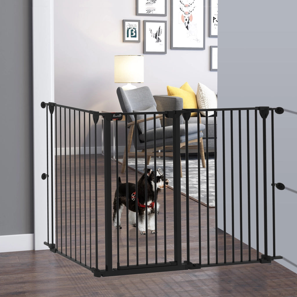 Cancelletto per Cani a 3 Pannelli ¨C Zephmum ¨C Nero, 206x90cm